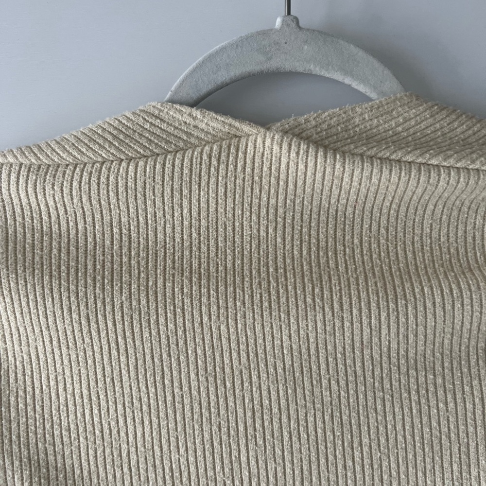 Anthropologie Women’s Ivory Ribbed Knit Top Sweater - Picture 14 of 15